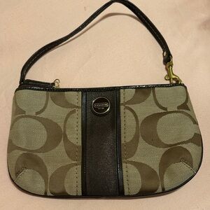 Coach Tan and Black Signature Wristlet